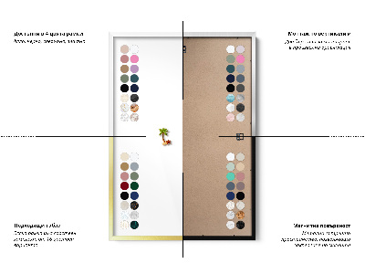 Magnetic board with a gold frame Bottle green marble