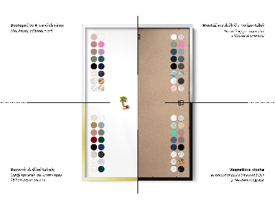 Magnetic board with a gold frame Bottle green marble