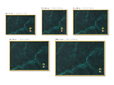 Magnetic board with a gold frame Bottle green marble