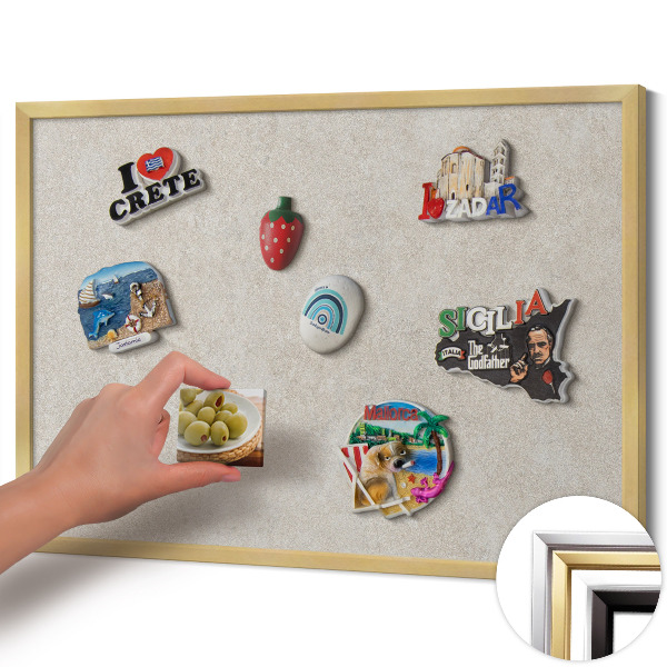 Magnetic board with a gold frame Subtle sandstone texture