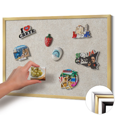 Magnetic board with a gold frame Subtle sandstone texture