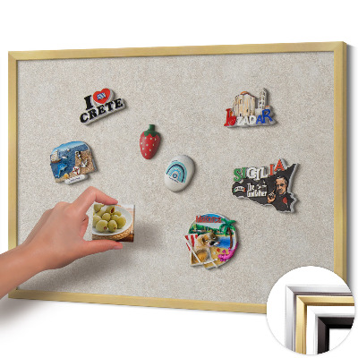 Magnetic board with a gold frame Subtle sandstone texture