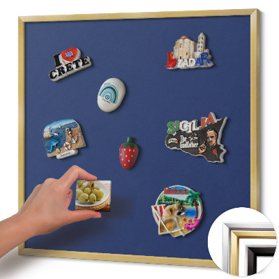 Magnetic board with a gold frame Navy blue color