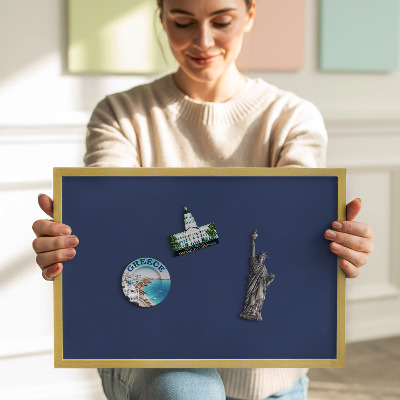 Magnetic board with a gold frame Navy blue color