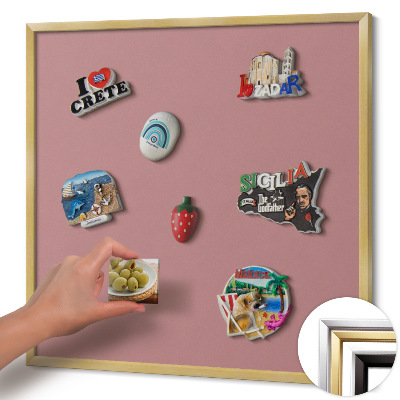 Magnetic board with a gold frame Pastel pink color