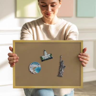 Magnetic board with a gold frame Dark yellow color