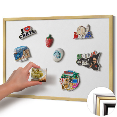 Magnetic board with a gold frame White color