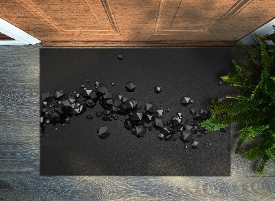 Door rug Black geometric abstraction