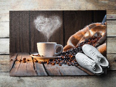Door mat indoor Coffee heart