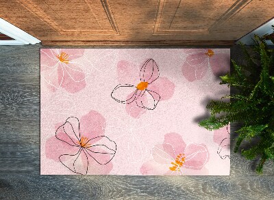 Entry mat Pink flowers