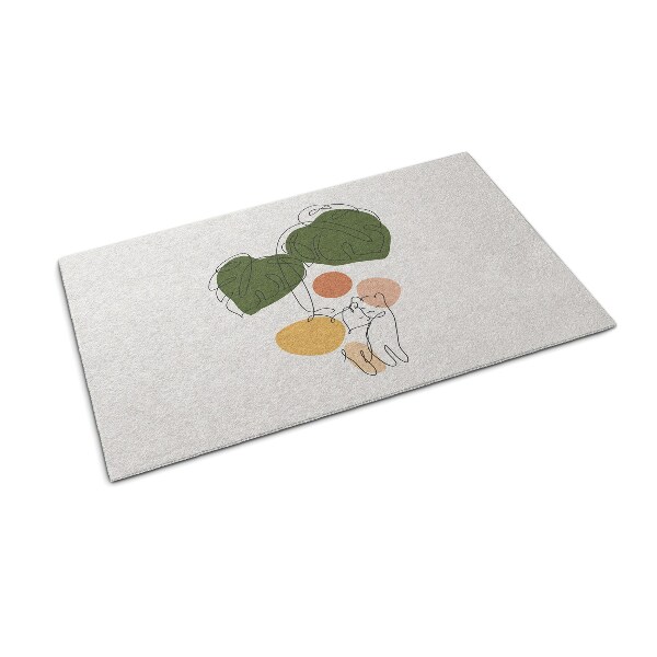 Door mat indoor Monstera flower and cats