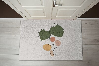 Door mat indoor Monstera flower and cats