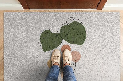 Door mat indoor Monstera flower and cats