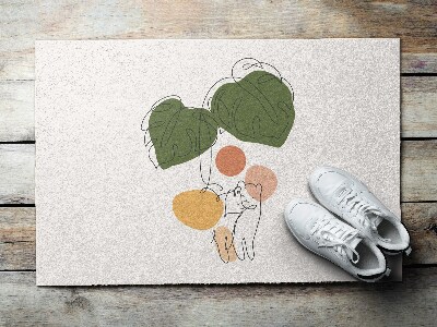 Door mat indoor Monstera flower and cats