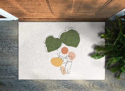 Door mat indoor Monstera flower and cats