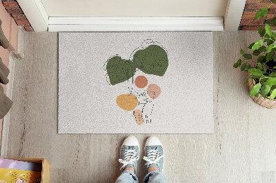 Door mat indoor Monstera flower and cats