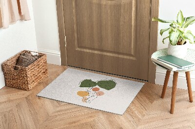 Door mat indoor Monstera flower and cats