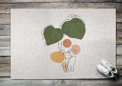 Door mat indoor Monstera flower and cats