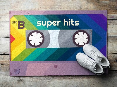 Indoor door mat Retro cassette rainbow super hits