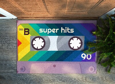 Indoor door mat Retro cassette rainbow super hits