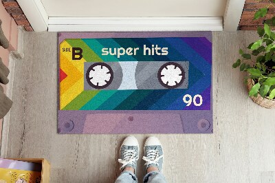 Indoor door mat Retro cassette rainbow super hits