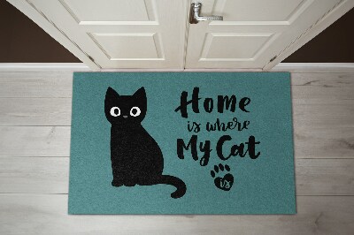 Door mat Home is where my cat is