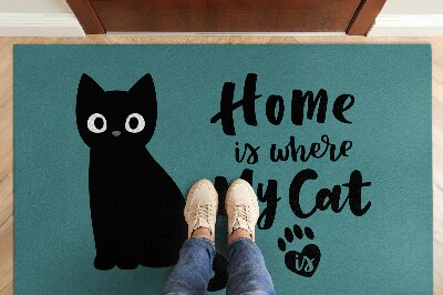 Door mat Home is where my cat is