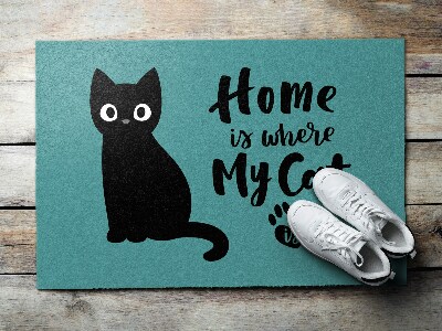 Door mat Home is where my cat is