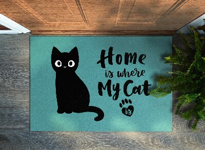 Door mat Home is where my cat is