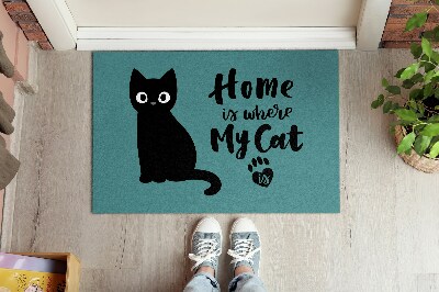 Door mat Home is where my cat is