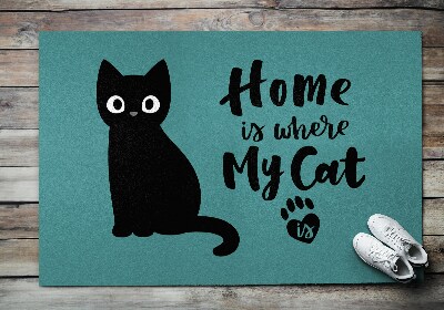 Door mat Home is where my cat is