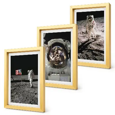 3-piece wall art set featuring astronauts landing on the moon