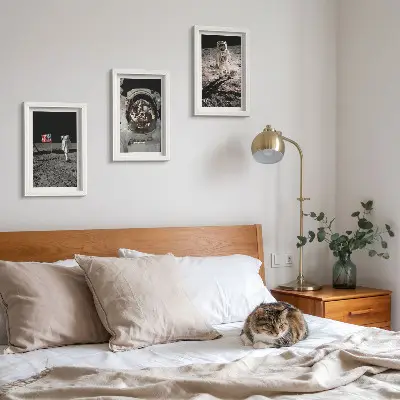 3-piece wall art set featuring astronauts landing on the moon