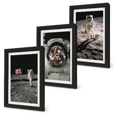 3-piece wall art set Astronauts landing on the moon photos