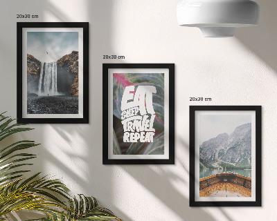Photo frame wall Waterfall mountains travel nature boat and vegetation