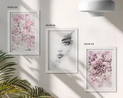 Delicate peonies black and white portrait of a woman framed triptych