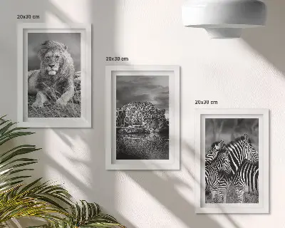3-piece wall art set featuring a lion, jaguar, and zebra in the savannah