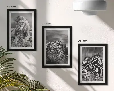 3-piece wall art set featuring a lion, jaguar, and zebra in the savannah