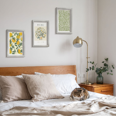Photo frame wall Lemon motifs with herbs and plant leaves