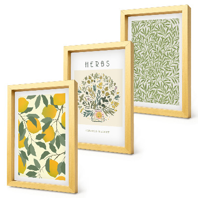Photo frame wall Lemon motifs with herbs and plant leaves