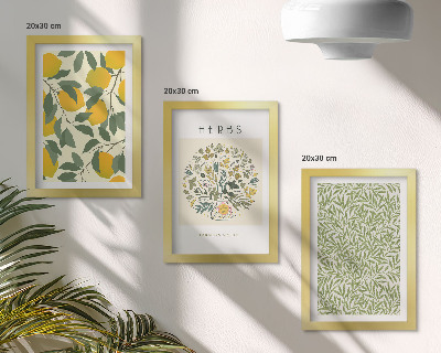 Photo frame wall Lemon motifs with herbs and plant leaves