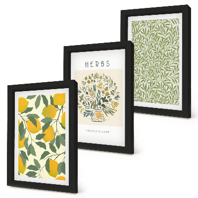 Photo frame wall Lemon motifs with herbs and plant leaves