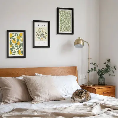 Photo frame wall set with lemon, herb, and plant leaf motifs