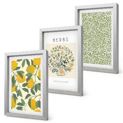 Photo frame wall Lemon motifs with herbs and plant leaves