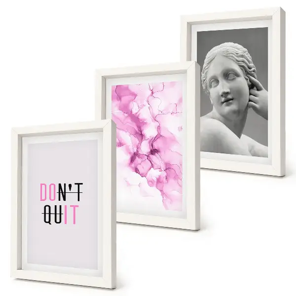 Framed triptych Watercolor abstraction inspiring slogan ancient sculpture
