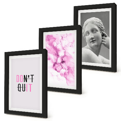 Framed triptych Watercolor abstraction inspiring slogan ancient sculpture
