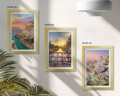 Seaside Sunset and Cityscape Triptych framed wall art set