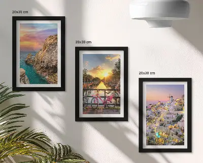 Seaside Sunset and Cityscape Triptych framed wall art set