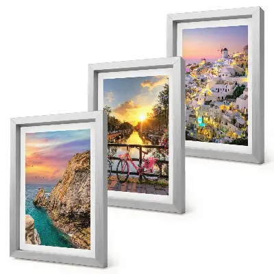 Seaside Sunset and Cityscape Triptych framed wall art set