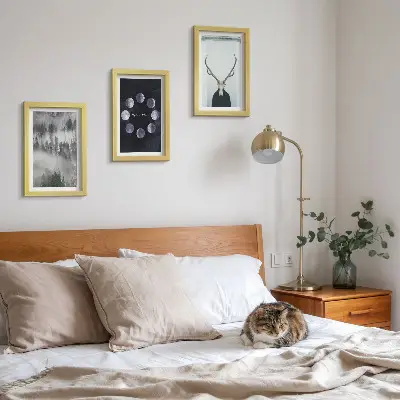 3-piece wall art set forest landscape featuring fog, moon phases, and a deer skull